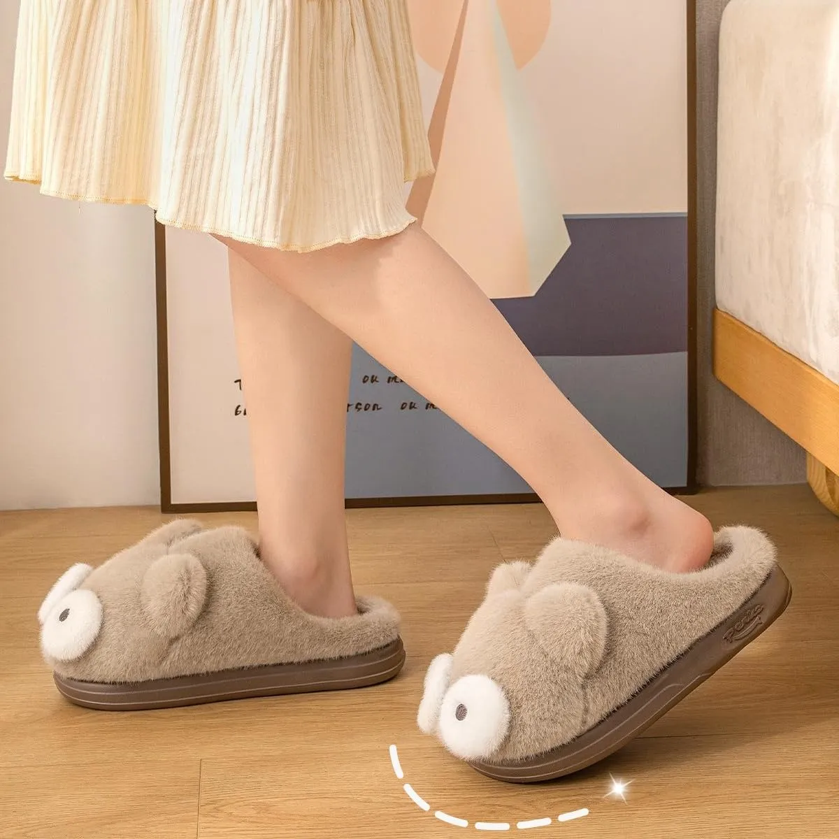 Cute Cat Slippers - Kawaii Animal Fluffy, Plush Warm Cozy House Slippers for Women and Men