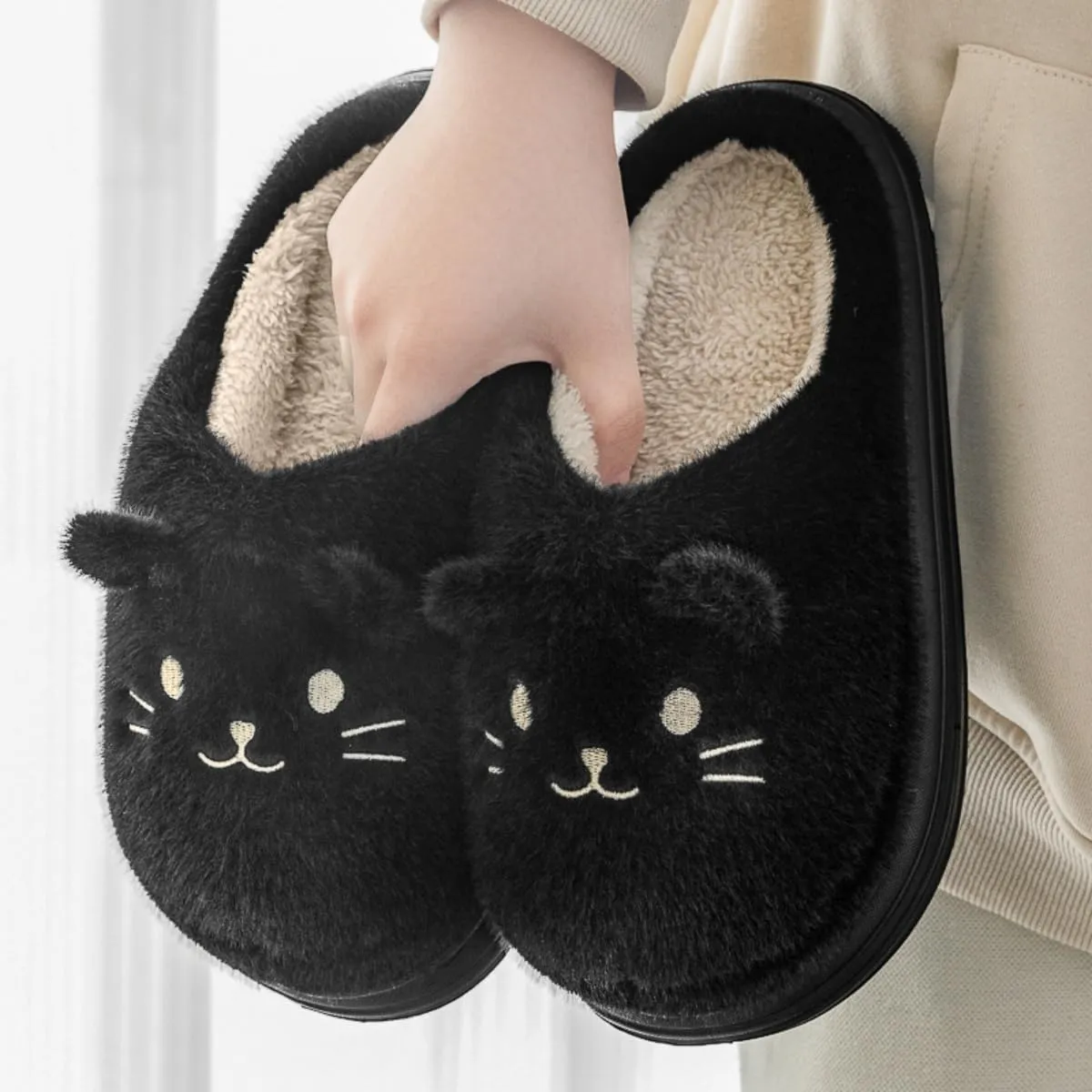 Cute Cat Slippers - Kawaii Animal Fluffy, Plush Warm Cozy House Slippers for Women and Men