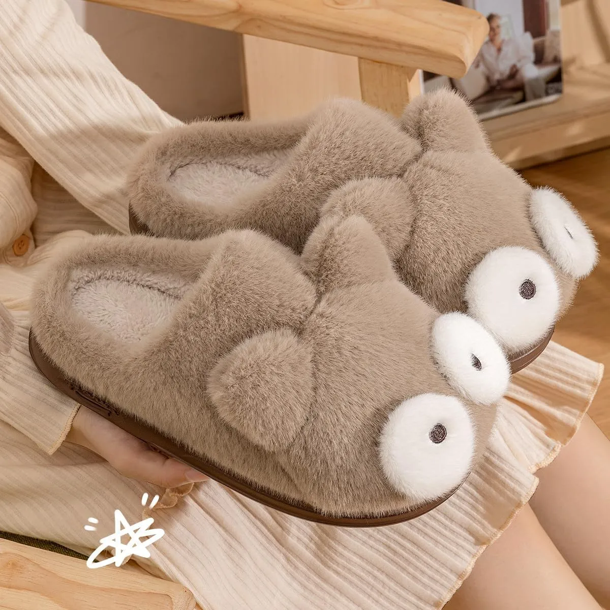 Cute Cat Slippers - Kawaii Animal Fluffy, Plush Warm Cozy House Slippers for Women and Men