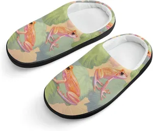 Cute Frog Kids Slippers for Girls Boys Winter Warm Plush Slip On House Slippers for Indoor Outdoor