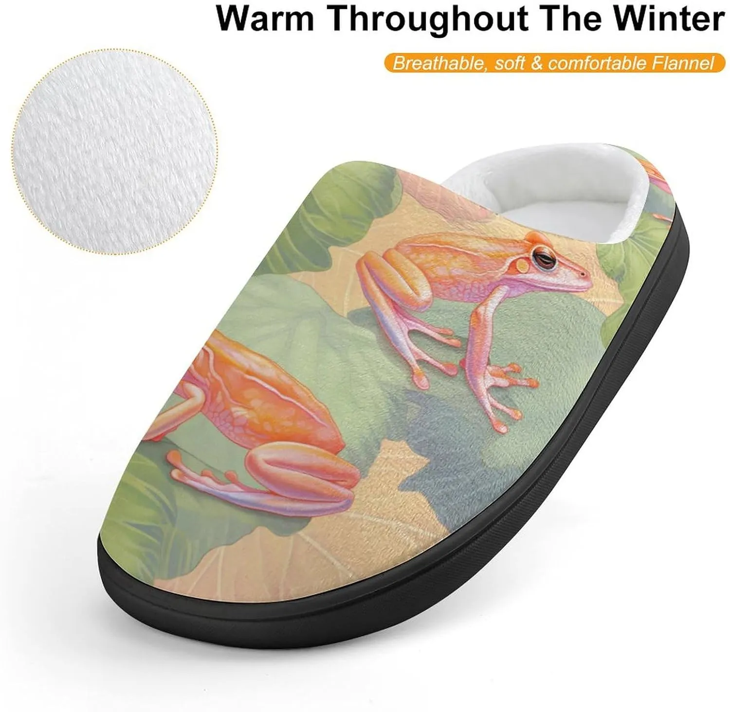 Cute Frog Kids Slippers for Girls Boys Winter Warm Plush Slip On House Slippers for Indoor Outdoor