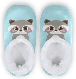 Cute Happy Raccoon Boy Indoor House Slippers Spa Winter Slipper Home Slippers Soft Memory Foam Slipper Non Slip for Travel Hotel Bedroom Shoes M