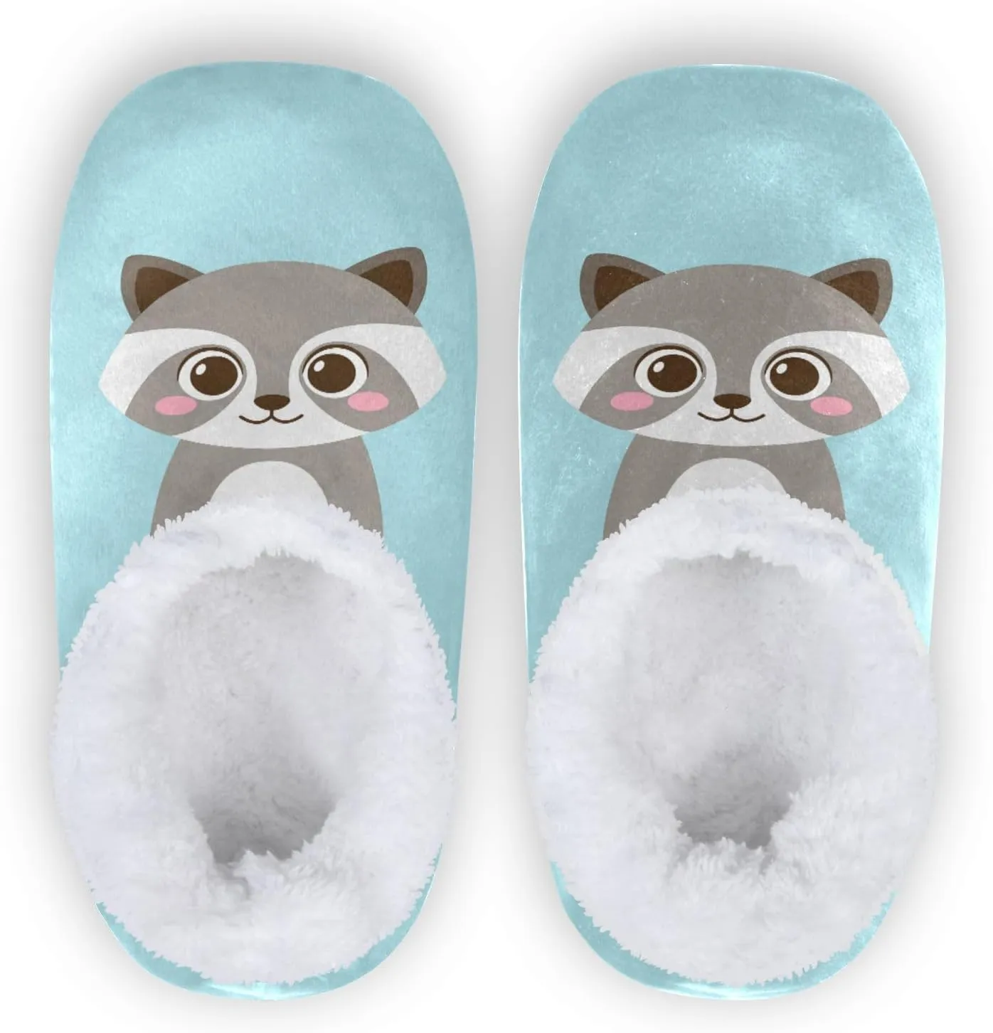 Cute Happy Raccoon Boy Indoor House Slippers Spa Winter Slipper Home Slippers Soft Memory Foam Slipper Non Slip for Travel Hotel Bedroom Shoes M