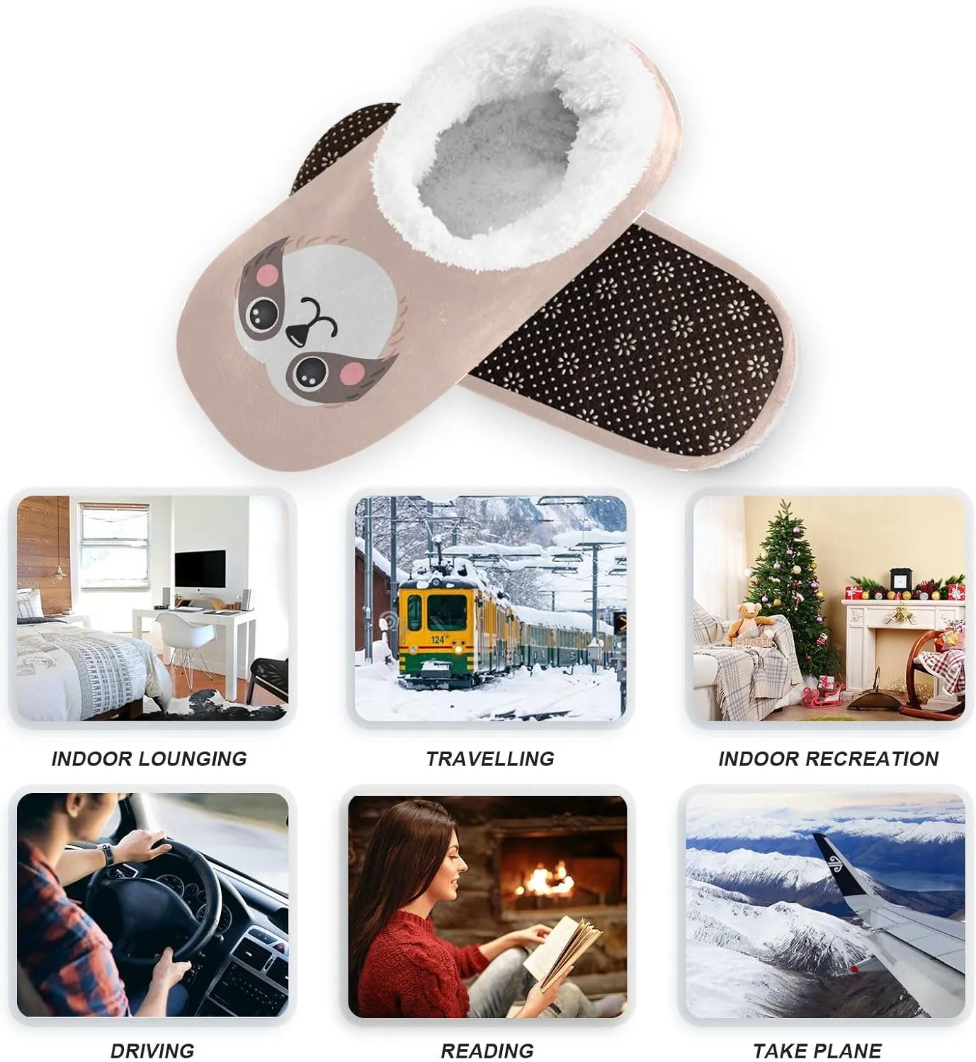 Cute Koala Bear Indoor House Slippers Spa Winter Slipper Home Slippers Soft Memory Foam Slipper Non Slip for Travel Hotel Bedroom Shoes M