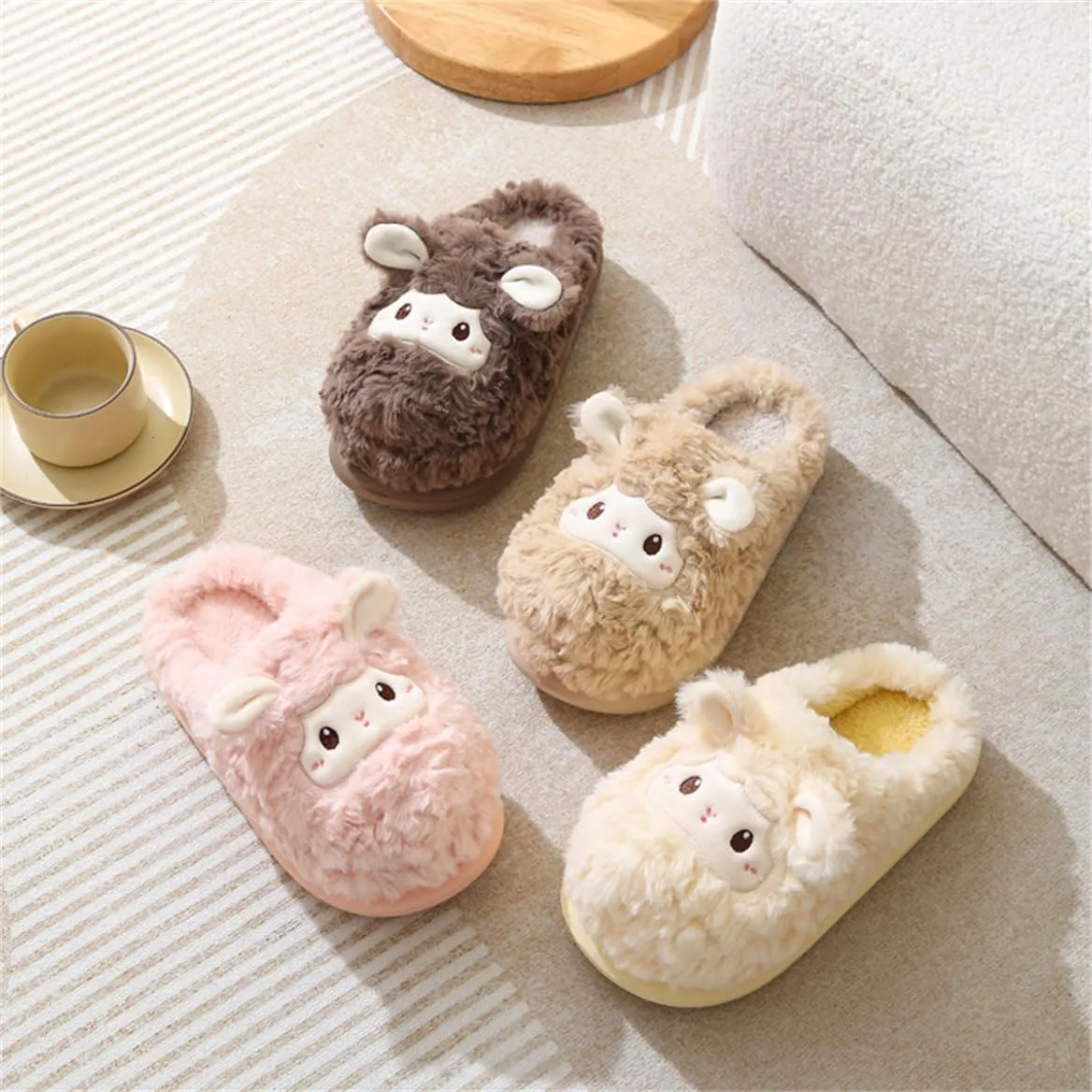 Cute Sheep Slipper Men's and Women's Cotton Slippers Animal Slippers Soft Home Slippers Adult Warm Slippers…