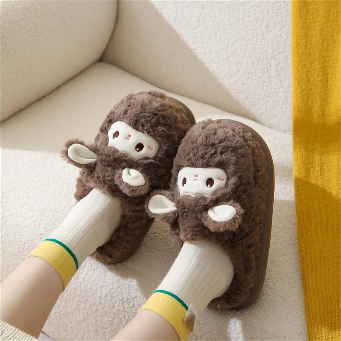 Cute Sheep Slipper Men's and Women's Cotton Slippers Animal Slippers Soft Home Slippers Adult Warm Slippers…