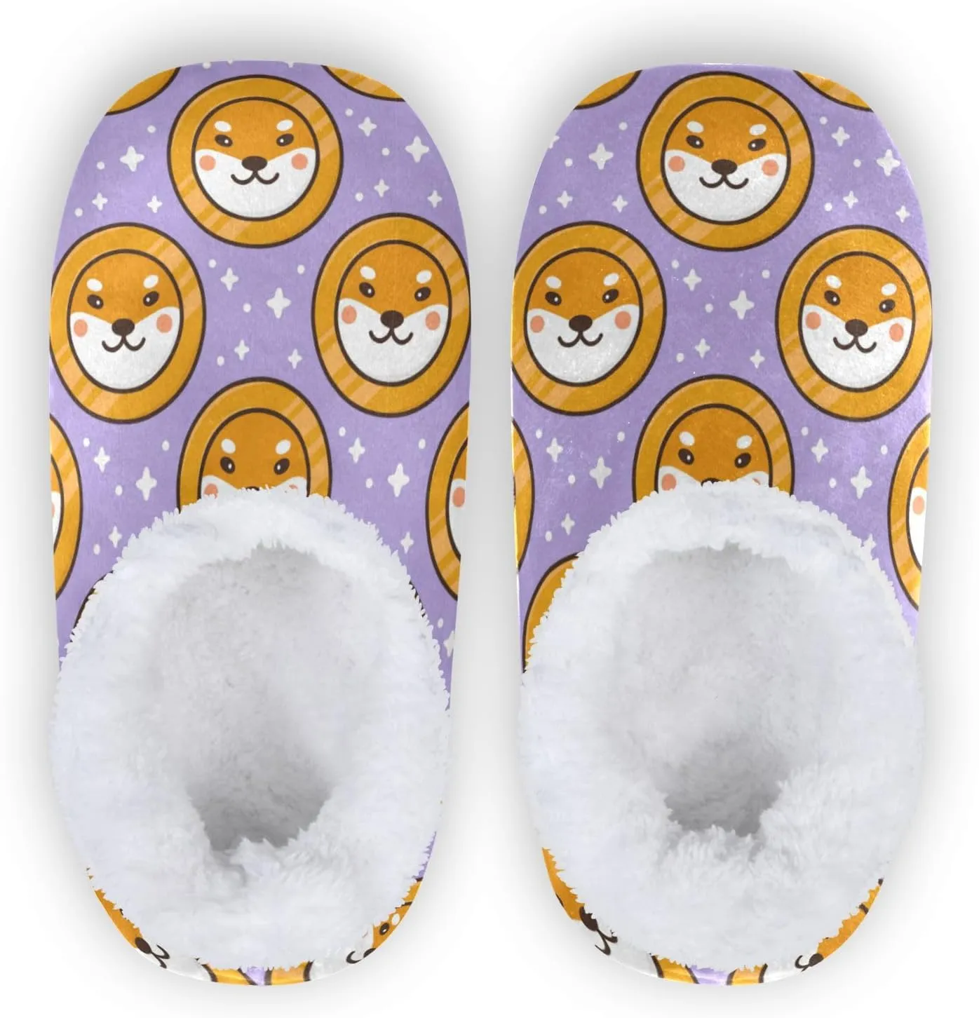 Cute Shiba Inu Dog Pup Indoor House Slippers Spa Winter Slipper Home Slippers Soft Memory Foam Slipper Non Slip for Travel Hotel Bedroom Shoes M