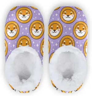 Cute Shiba Inu Dog Pup Indoor House Slippers Spa Winter Slipper Home Slippers Soft Memory Foam Slipper Non Slip for Travel Hotel Bedroom Shoes M