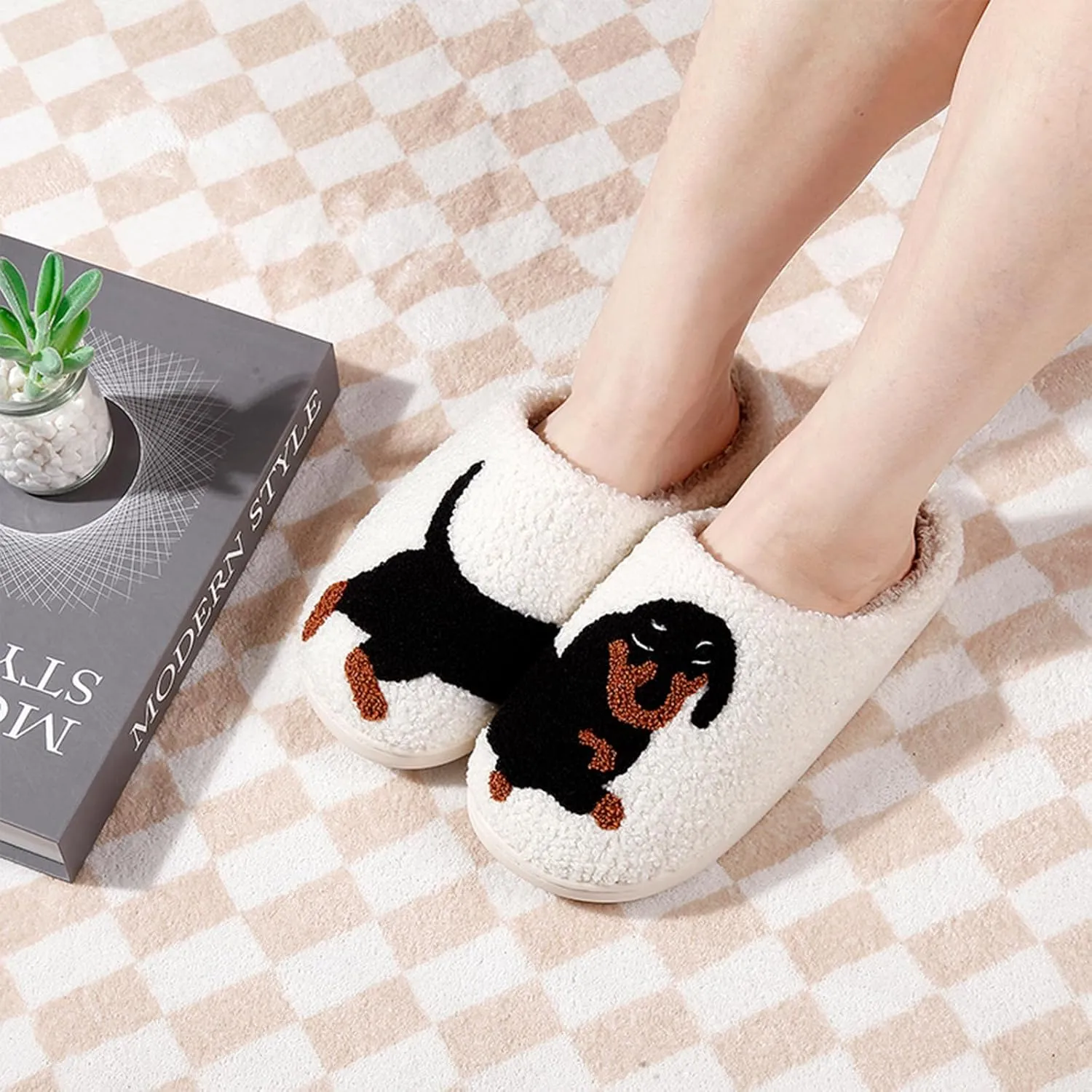 Dachshund Slippers for Women Chicken Slippers for Women Memory Foam Owl Slippers Cute Animal Dog Slipper Fluffy Shoes