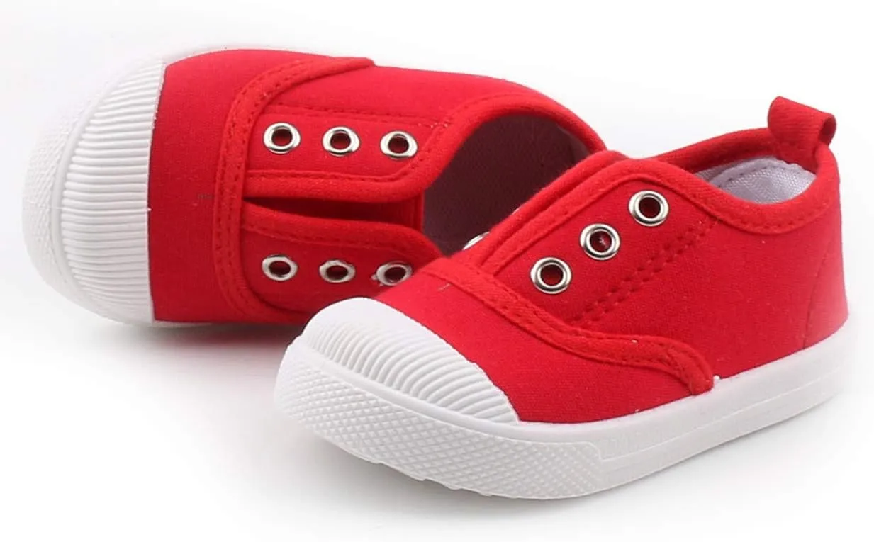 DADAWEN Boy's Girl's Candy Color Canvas Slip-On Lightweight Sneakers Cute Casual Running Shoes