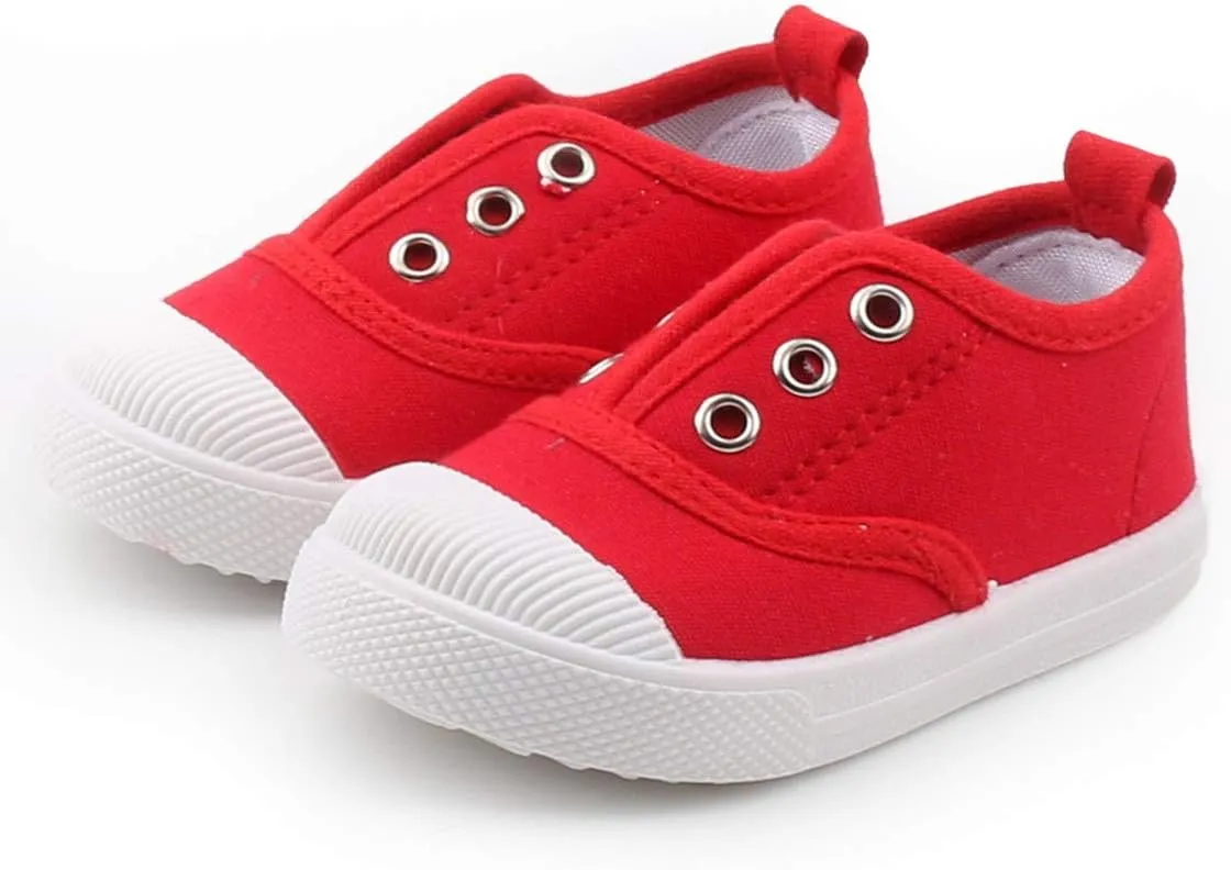 DADAWEN Boy's Girl's Candy Color Canvas Slip-On Lightweight Sneakers Cute Casual Running Shoes