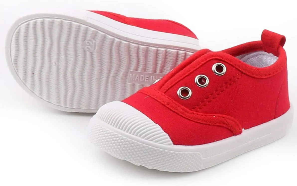 DADAWEN Boy's Girl's Candy Color Canvas Slip-On Lightweight Sneakers Cute Casual Running Shoes