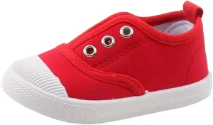 DADAWEN Boy's Girl's Candy Color Canvas Slip-On Lightweight Sneakers Cute Casual Running Shoes