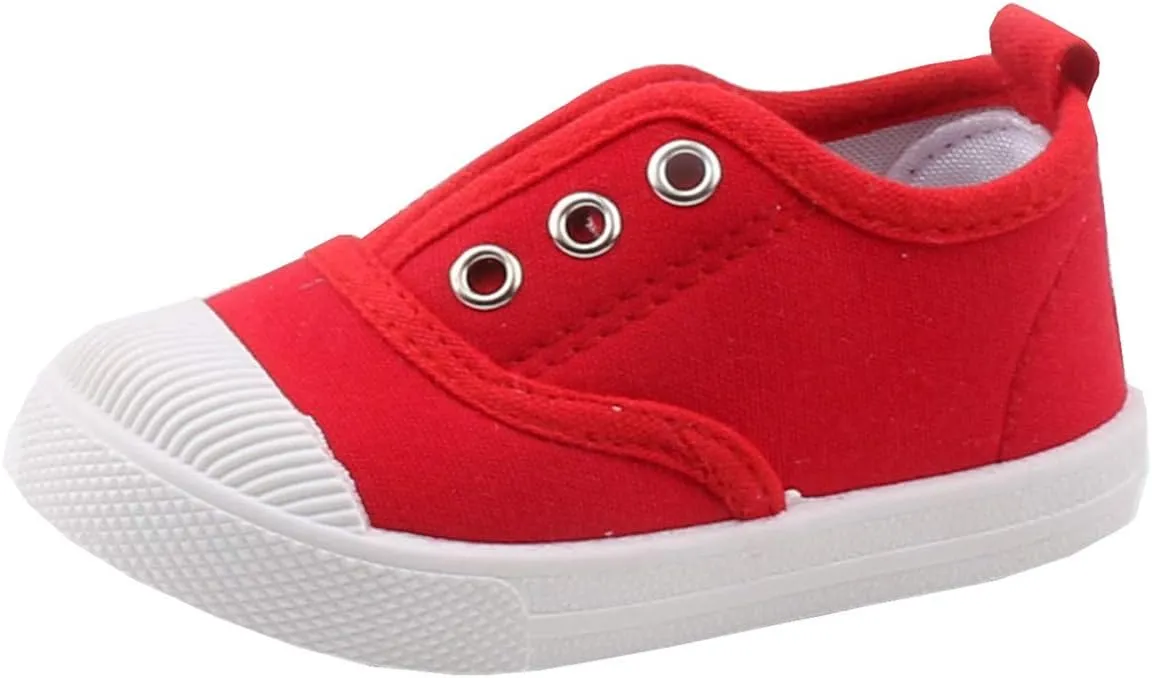 DADAWEN Boy's Girl's Candy Color Canvas Slip-On Lightweight Sneakers Cute Casual Running Shoes