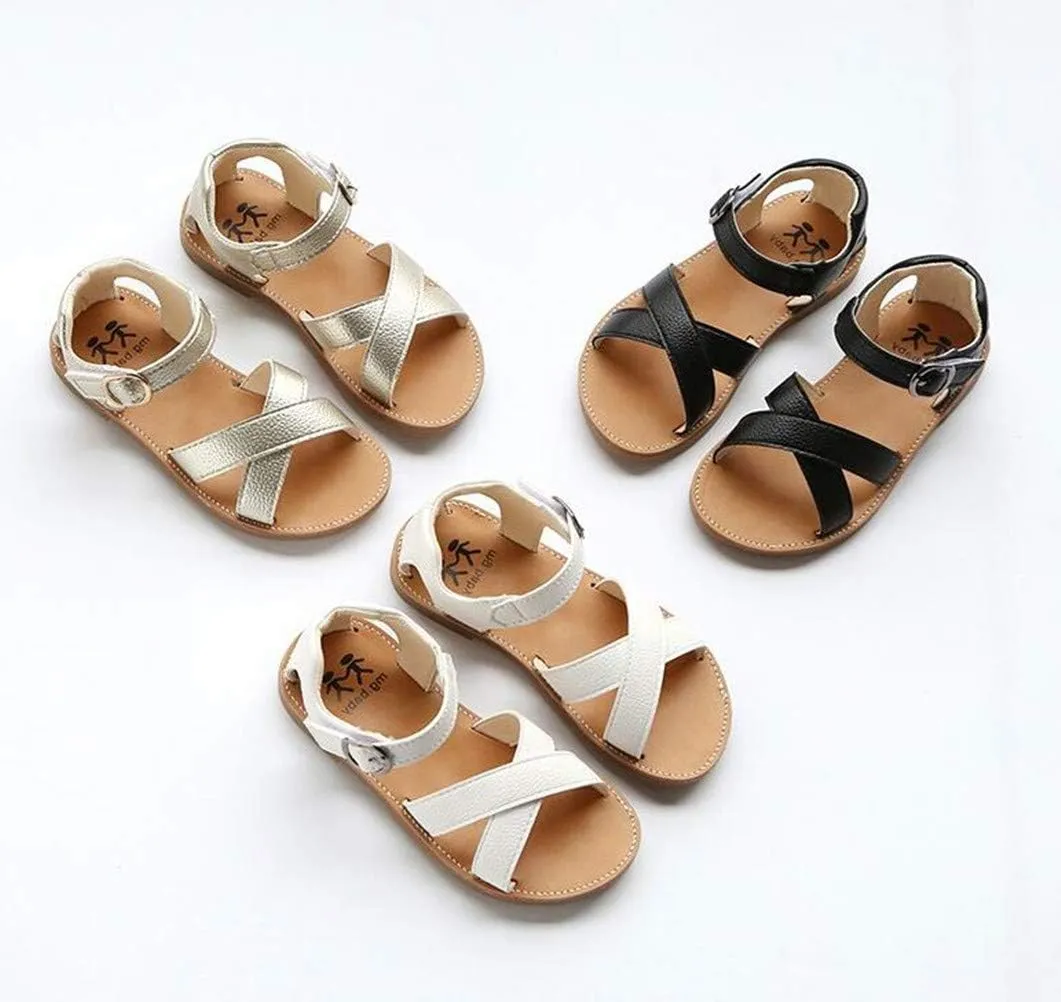DADAWEN Girl's Summer Water Sandals Strappy Comfort Soft Flat Sandal (Toddler/Little Kid)