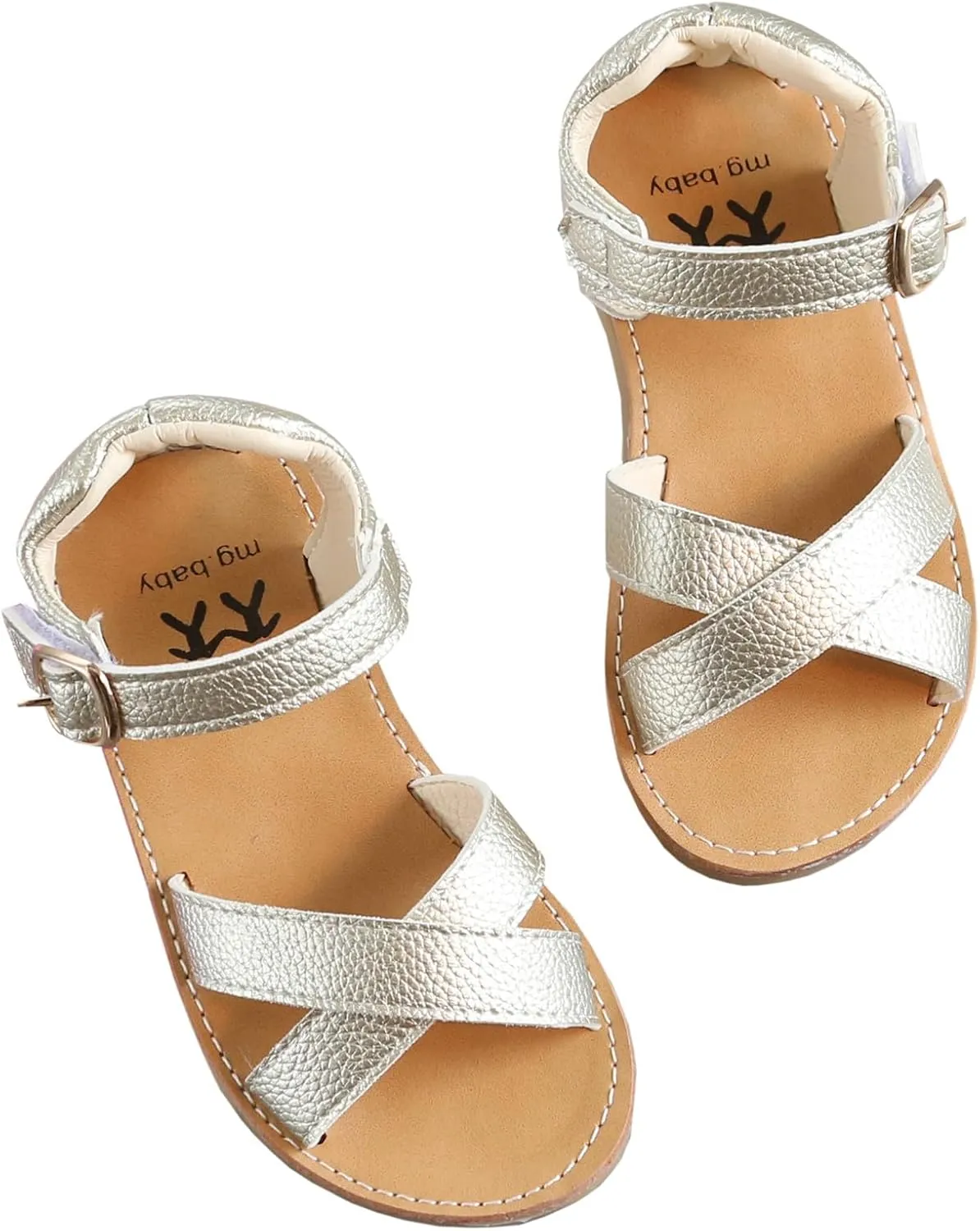 DADAWEN Girl's Summer Water Sandals Strappy Comfort Soft Flat Sandal (Toddler/Little Kid)