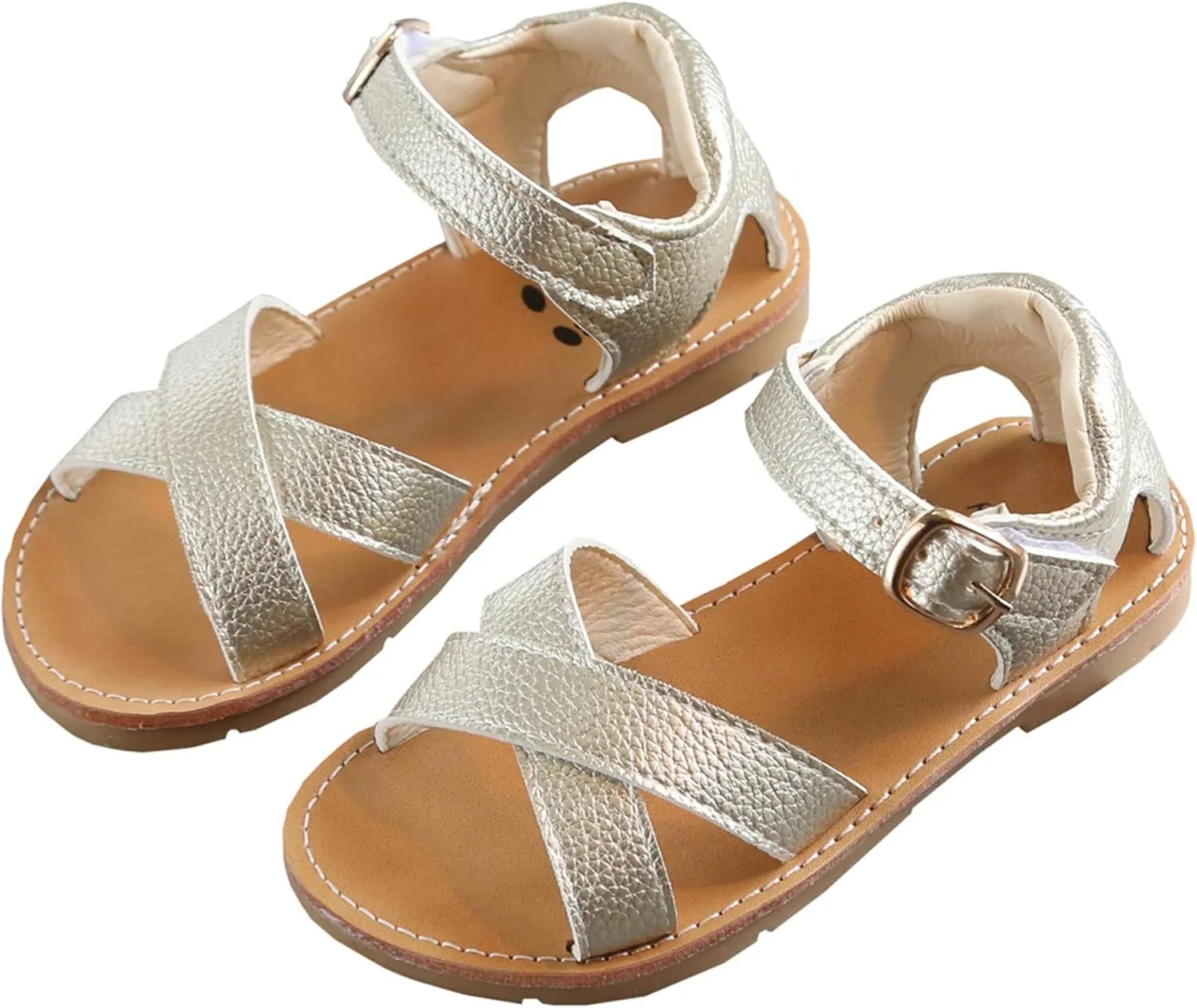 DADAWEN Girl's Summer Water Sandals Strappy Comfort Soft Flat Sandal (Toddler/Little Kid)