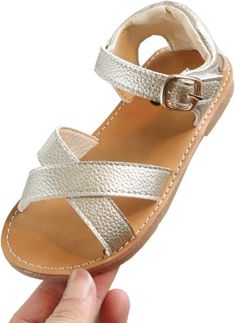 DADAWEN Girl's Summer Water Sandals Strappy Comfort Soft Flat Sandal (Toddler/Little Kid)