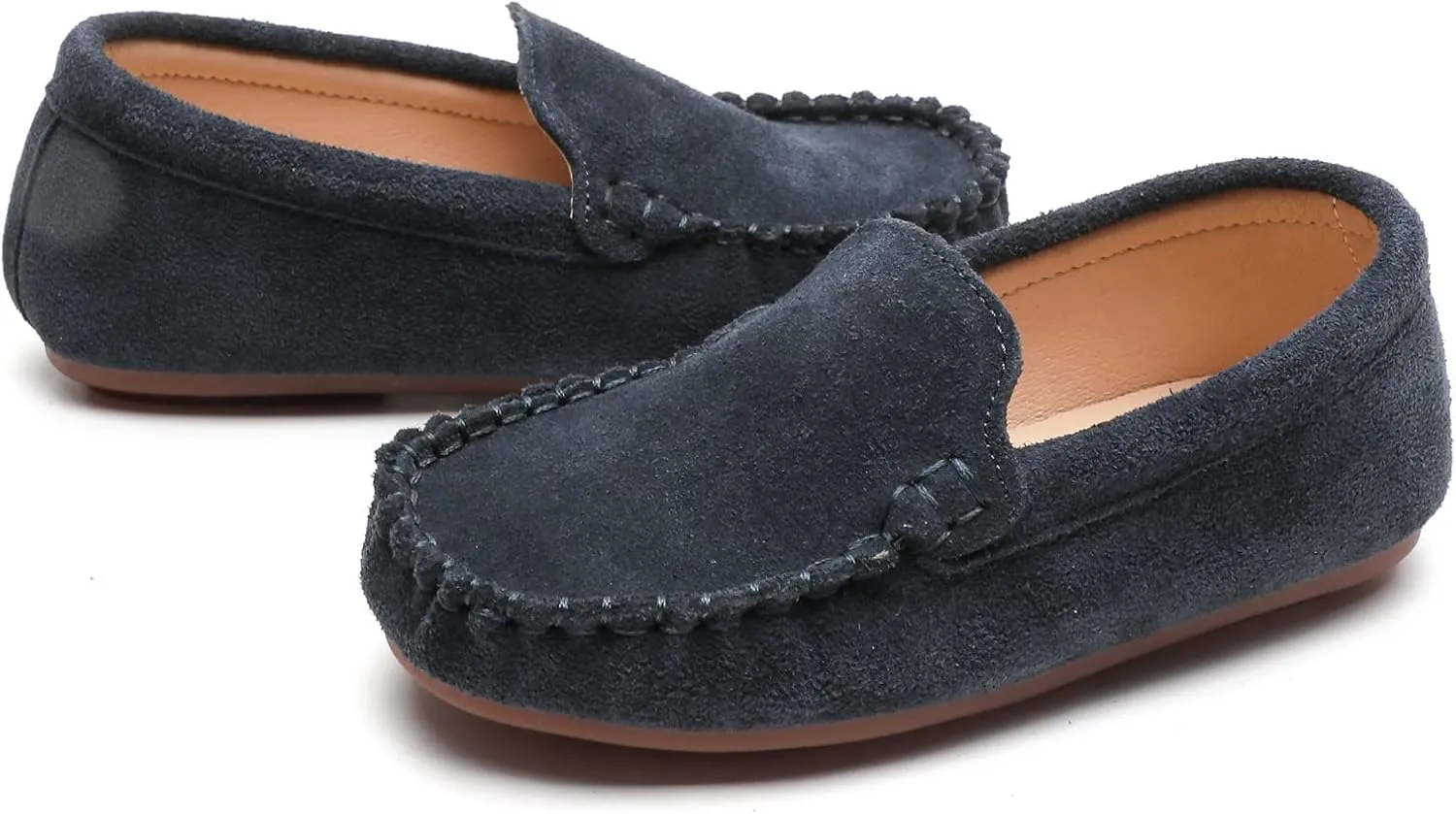 DADAWEN Toddler Little Kid Boys Girls Soft Suede Leather Slip On Flat Boat Dress Shoes Wedding Church Oxford Shoes Loafers