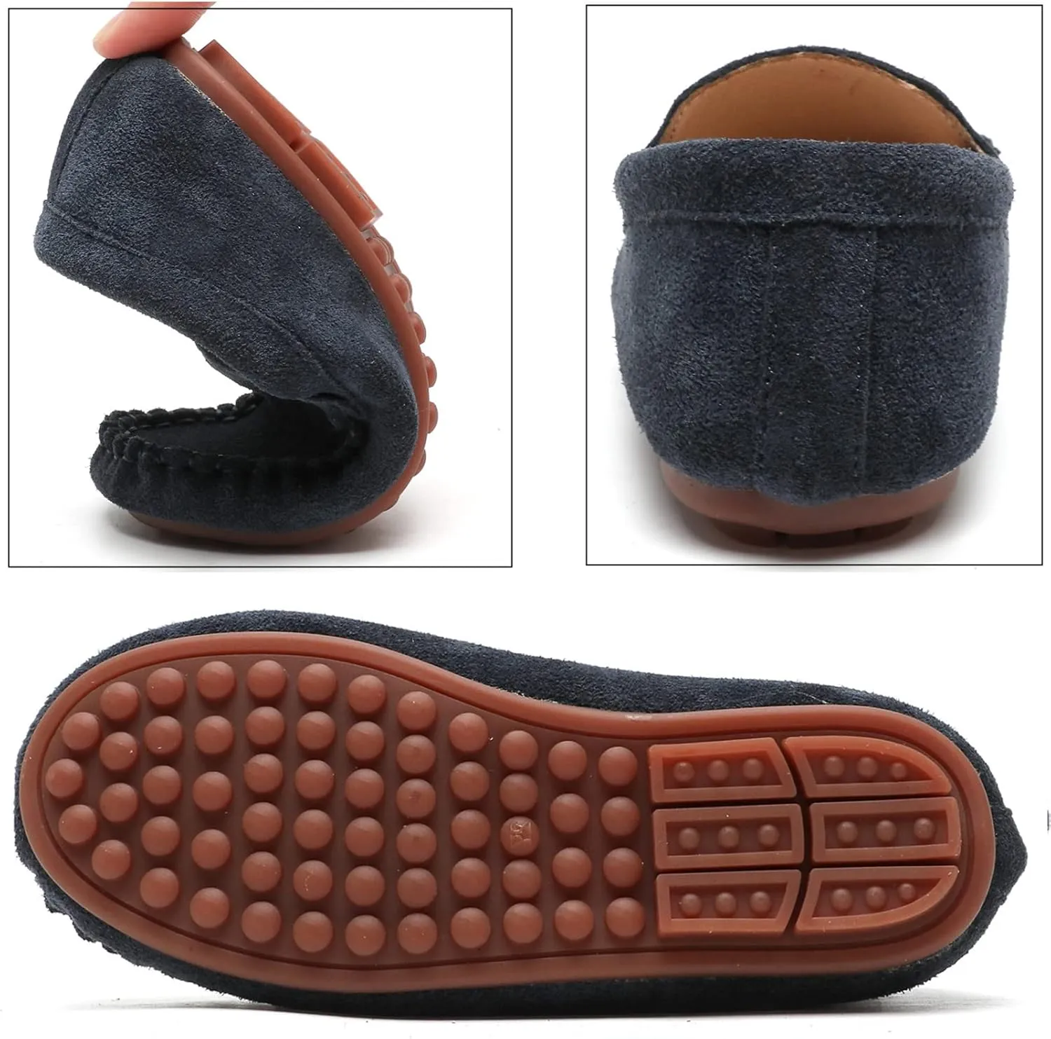 DADAWEN Toddler Little Kid Boys Girls Soft Suede Leather Slip On Flat Boat Dress Shoes Wedding Church Oxford Shoes Loafers