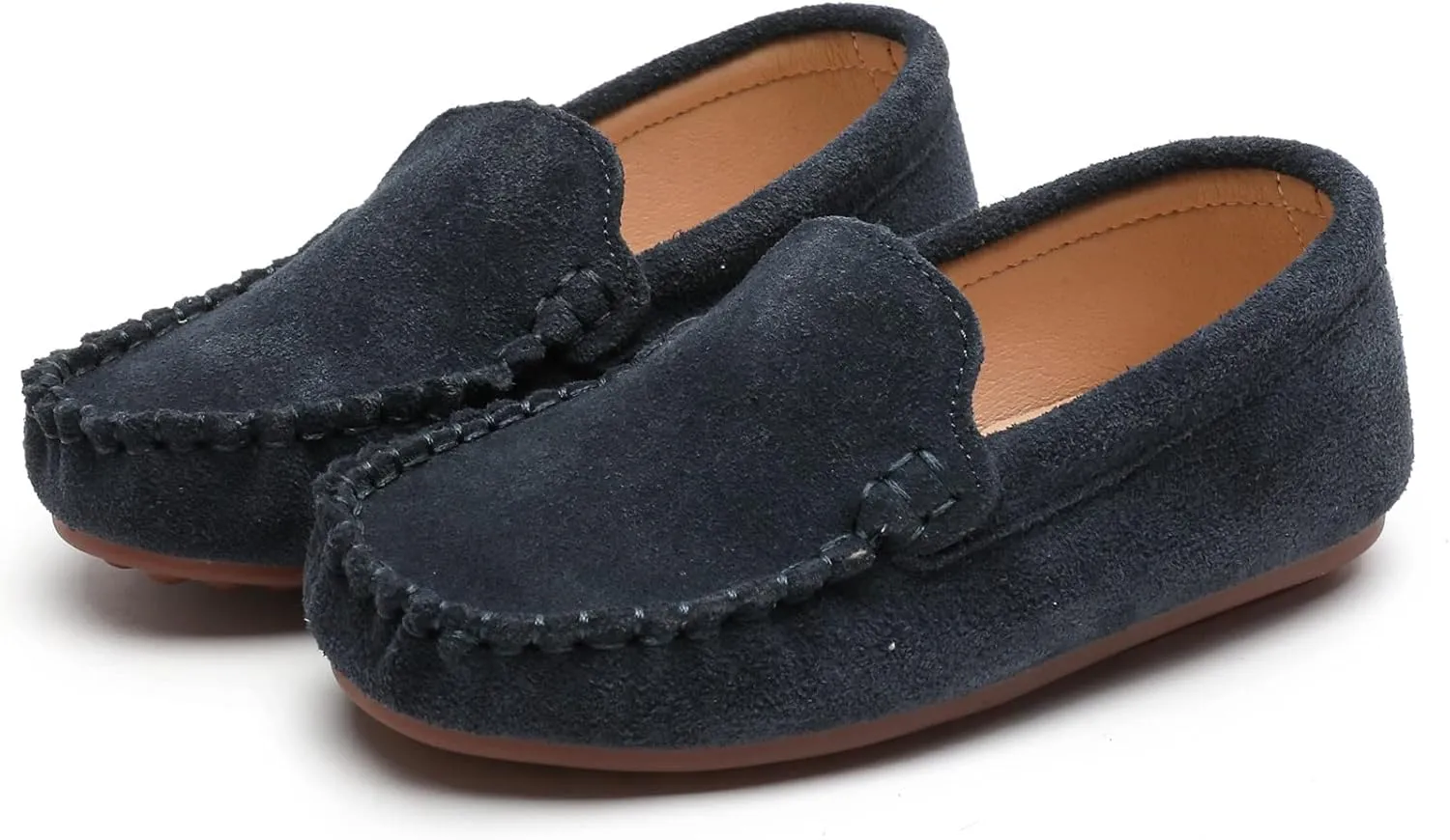 DADAWEN Toddler Little Kid Boys Girls Soft Suede Leather Slip On Flat Boat Dress Shoes Wedding Church Oxford Shoes Loafers