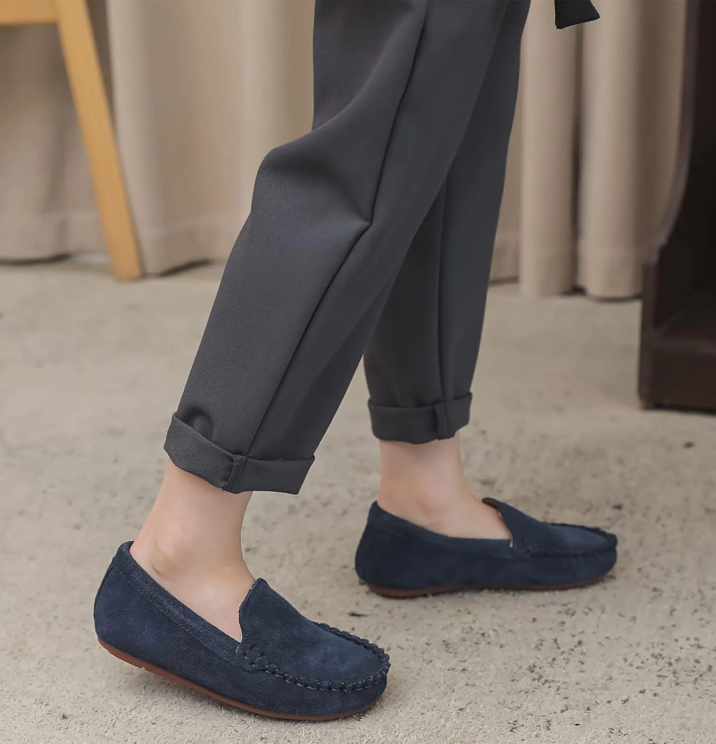 DADAWEN Toddler Little Kid Boys Girls Soft Suede Leather Slip On Flat Boat Dress Shoes Wedding Church Oxford Shoes Loafers