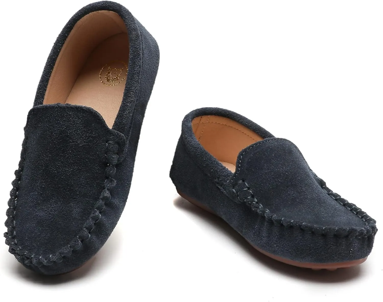 DADAWEN Toddler Little Kid Boys Girls Soft Suede Leather Slip On Flat Boat Dress Shoes Wedding Church Oxford Shoes Loafers