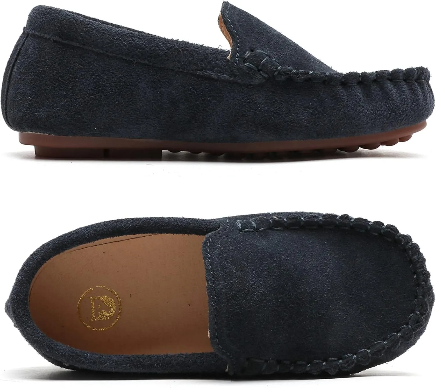 DADAWEN Toddler Little Kid Boys Girls Soft Suede Leather Slip On Flat Boat Dress Shoes Wedding Church Oxford Shoes Loafers