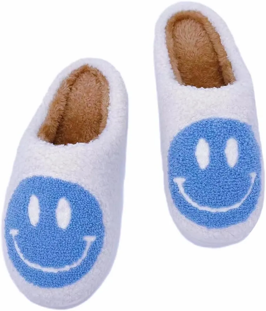 DCLTD Smile Face Slipper Women Slide Kids Fuzzy Slides with Soft Memory Foam Comfort Cotton Slip on Warm Slipper Anti-Slip Soft Sole Slippers for Kids Women Slip-in Men