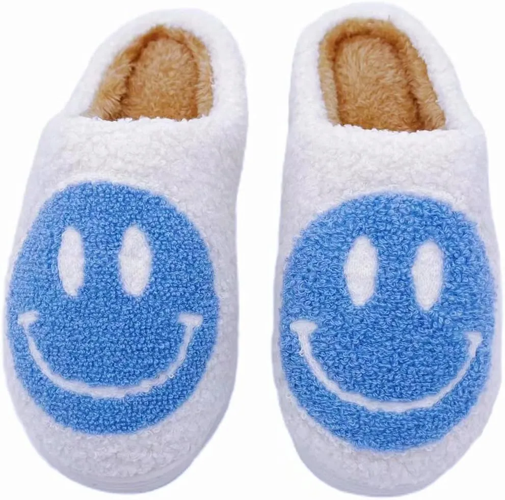 DCLTD Smile Face Slipper Women Slide Kids Fuzzy Slides with Soft Memory Foam Comfort Cotton Slip on Warm Slipper Anti-Slip Soft Sole Slippers for Kids Women Slip-in Men