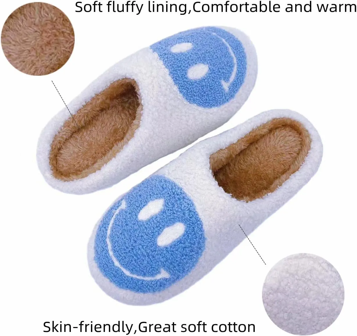 DCLTD Smile Face Slipper Women Slide Kids Fuzzy Slides with Soft Memory Foam Comfort Cotton Slip on Warm Slipper Anti-Slip Soft Sole Slippers for Kids Women Slip-in Men