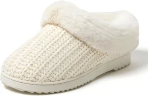 Dearfoams Gifts for Women, Mom, Sister, Wife - Fuzzy Fluffy Memory Foam Slipper - Hannah Knit Clog House Shoe House Slipper