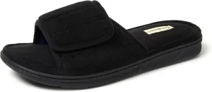 Dearfoams Men's Adjustable Indoor/Outdoor Memory Foam Machine Washable Summer Slide Slipper