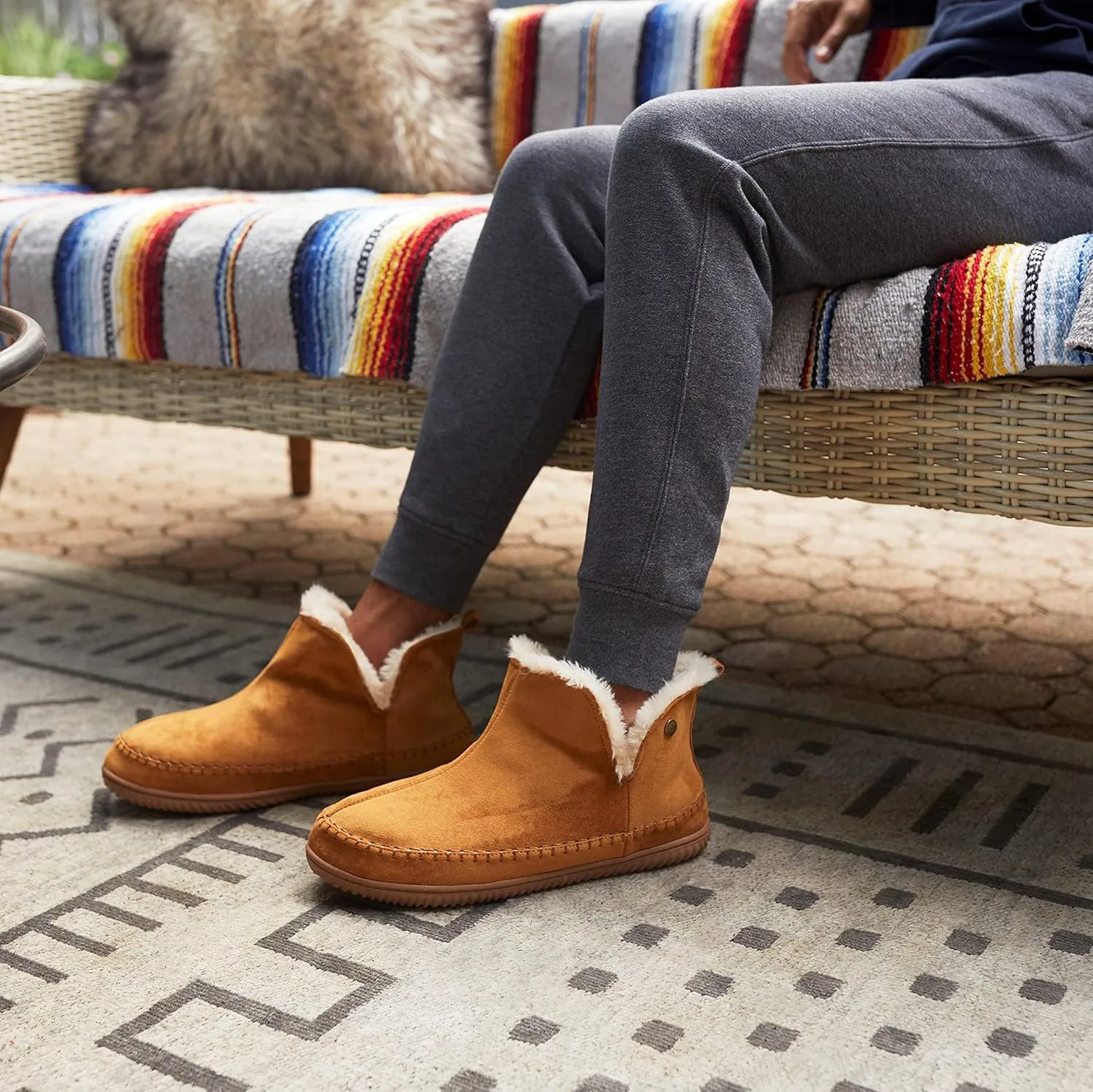 Dearfoams Men's Brixen Indoor/Outdoor Memory Foam Boot Alpine Camping Cozy Slipper House Shoe