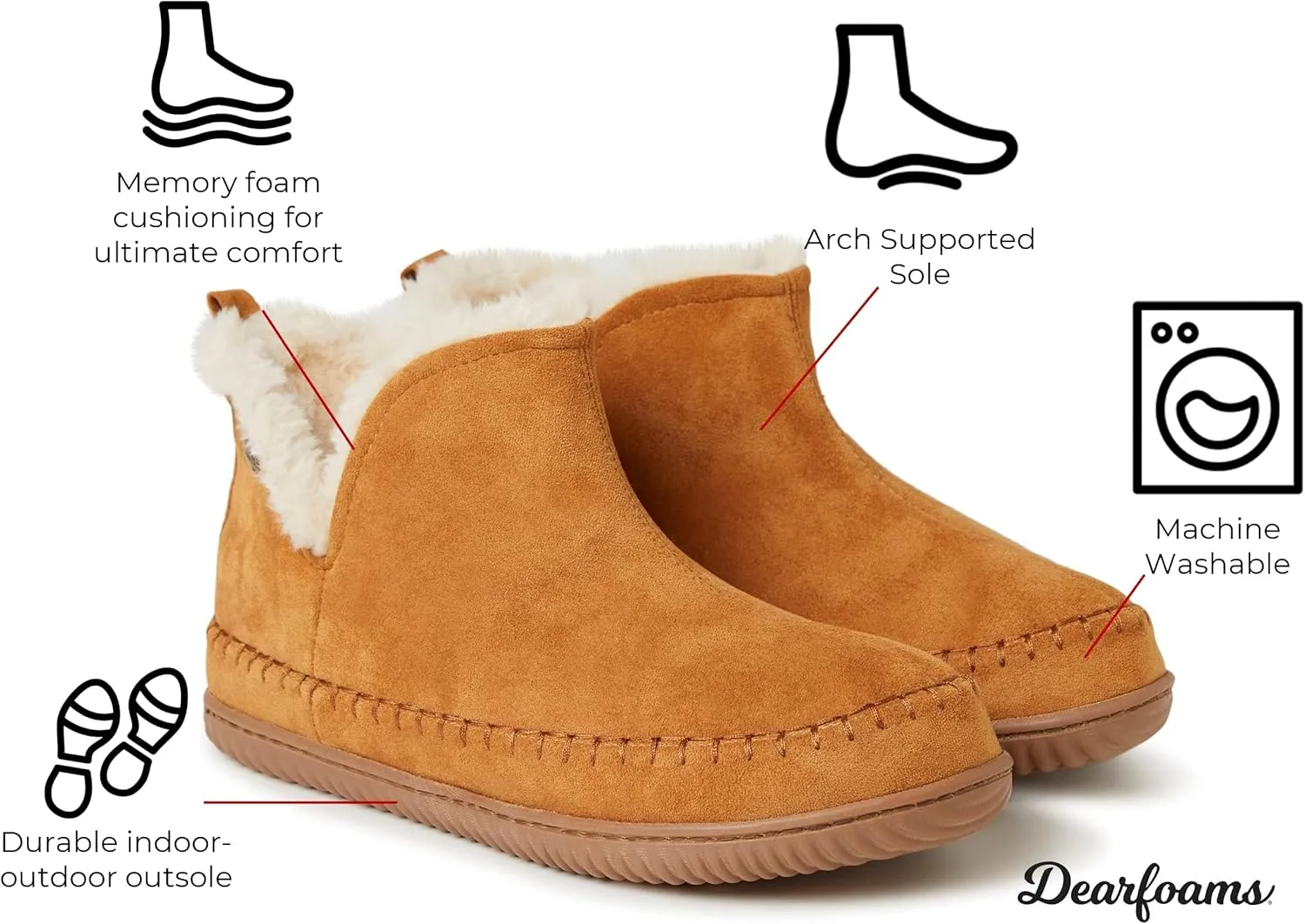 Dearfoams Men's Brixen Indoor/Outdoor Memory Foam Boot Alpine Camping Cozy Slipper House Shoe