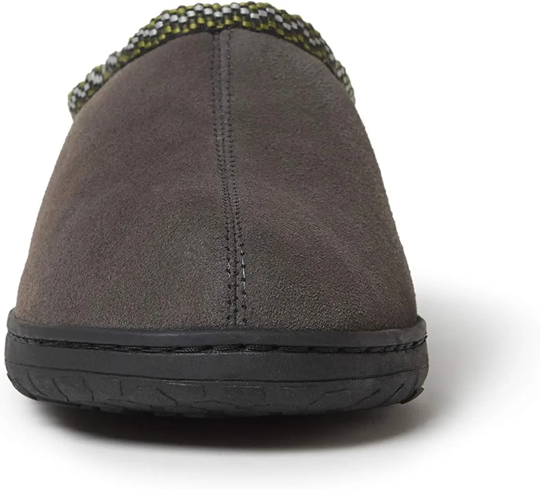 Dearfoams Men's Suede Clog with Woven Accent Slipper