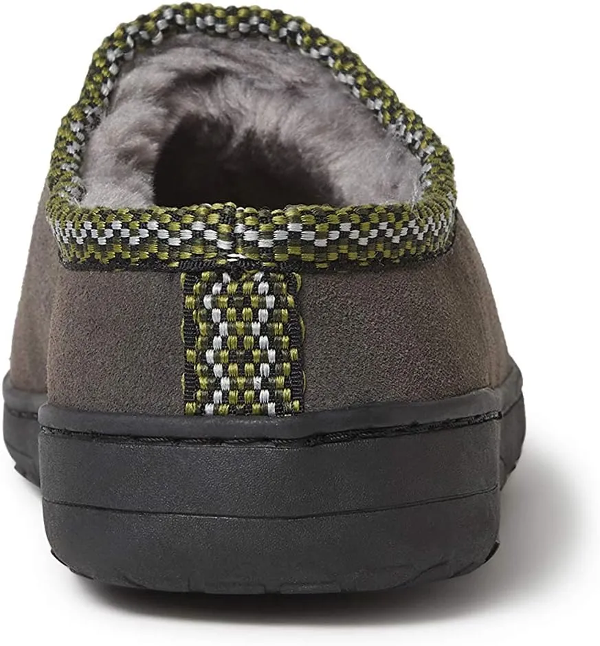 Dearfoams Men's Suede Clog with Woven Accent Slipper