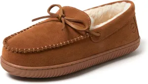 Dearfoams Men's Suede Slip on Moccasin Indoor Outdoor Memory Foam Hudson House Slippers