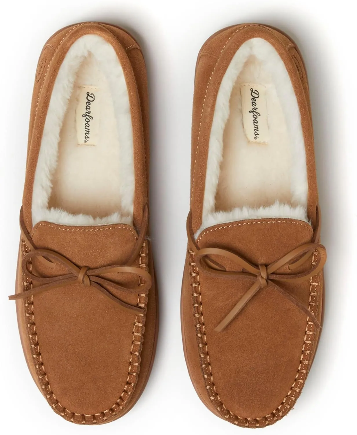 Dearfoams Men's Suede Slip on Moccasin Indoor Outdoor Memory Foam Hudson House Slippers