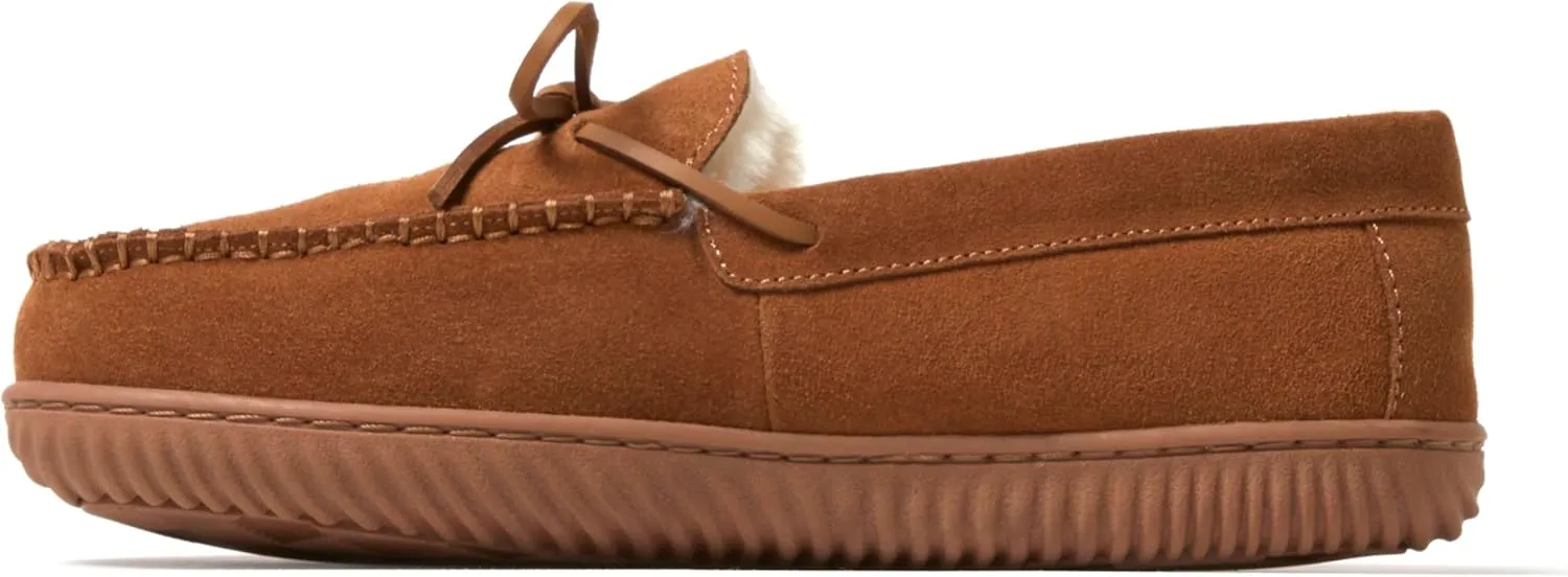Dearfoams Men's Suede Slip on Moccasin Indoor Outdoor Memory Foam Hudson House Slippers
