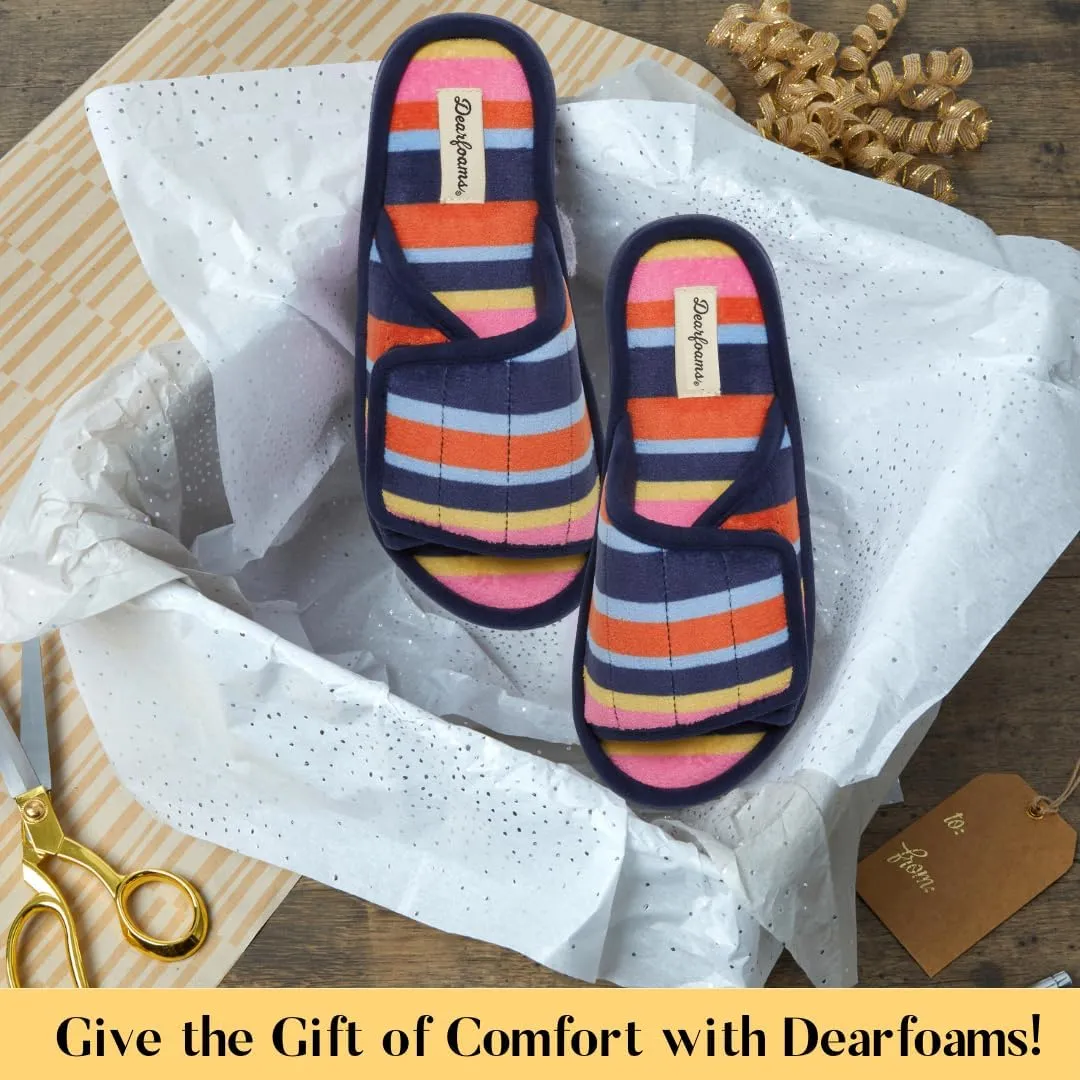 Dearfoams Women's Adjustable Indoor/Outdoor Machine Washable Memory Foam Slide