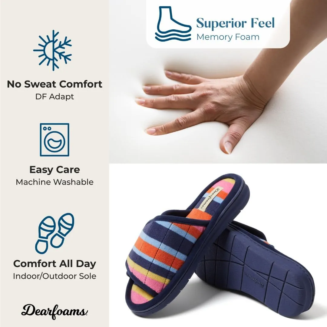Dearfoams Women's Adjustable Indoor/Outdoor Machine Washable Memory Foam Slide