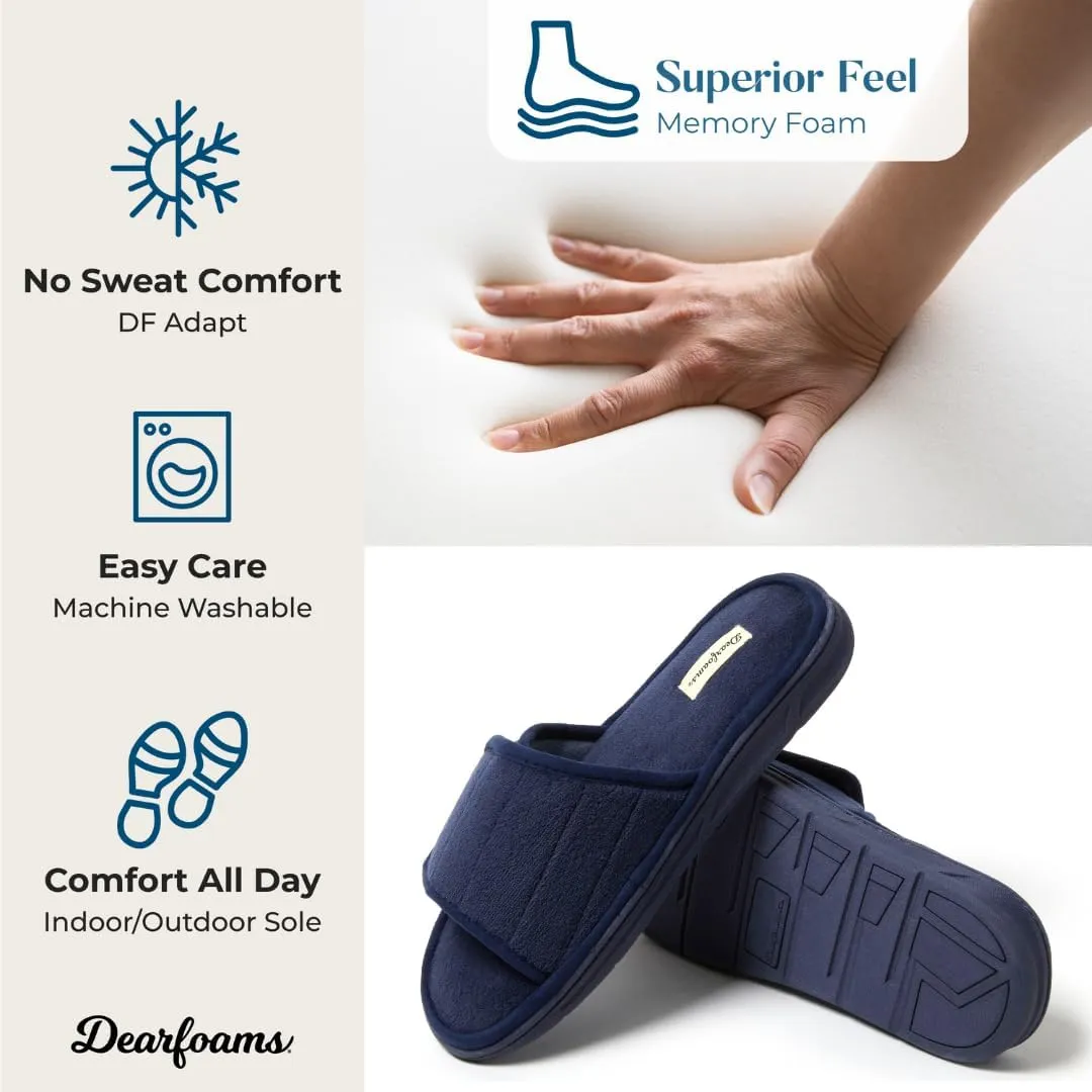 Dearfoams Women's Adjustable Indoor/Outdoor Machine Washable Memory Foam Slide