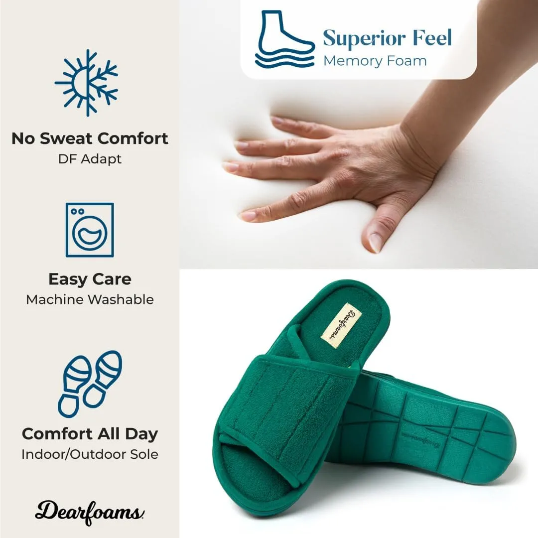 Dearfoams Women's Adjustable Indoor/Outdoor Machine Washable Memory Foam Slide