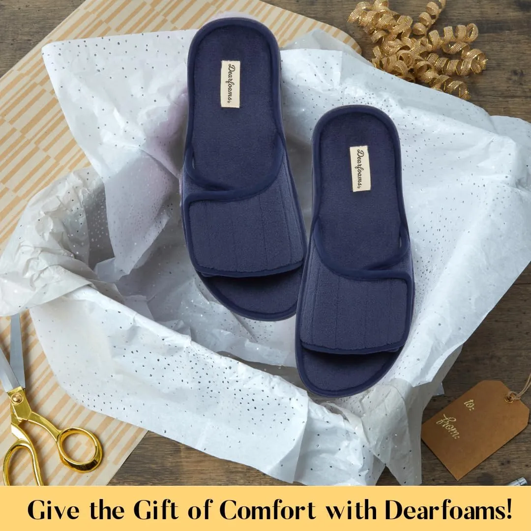Dearfoams Women's Adjustable Indoor/Outdoor Machine Washable Memory Foam Slide