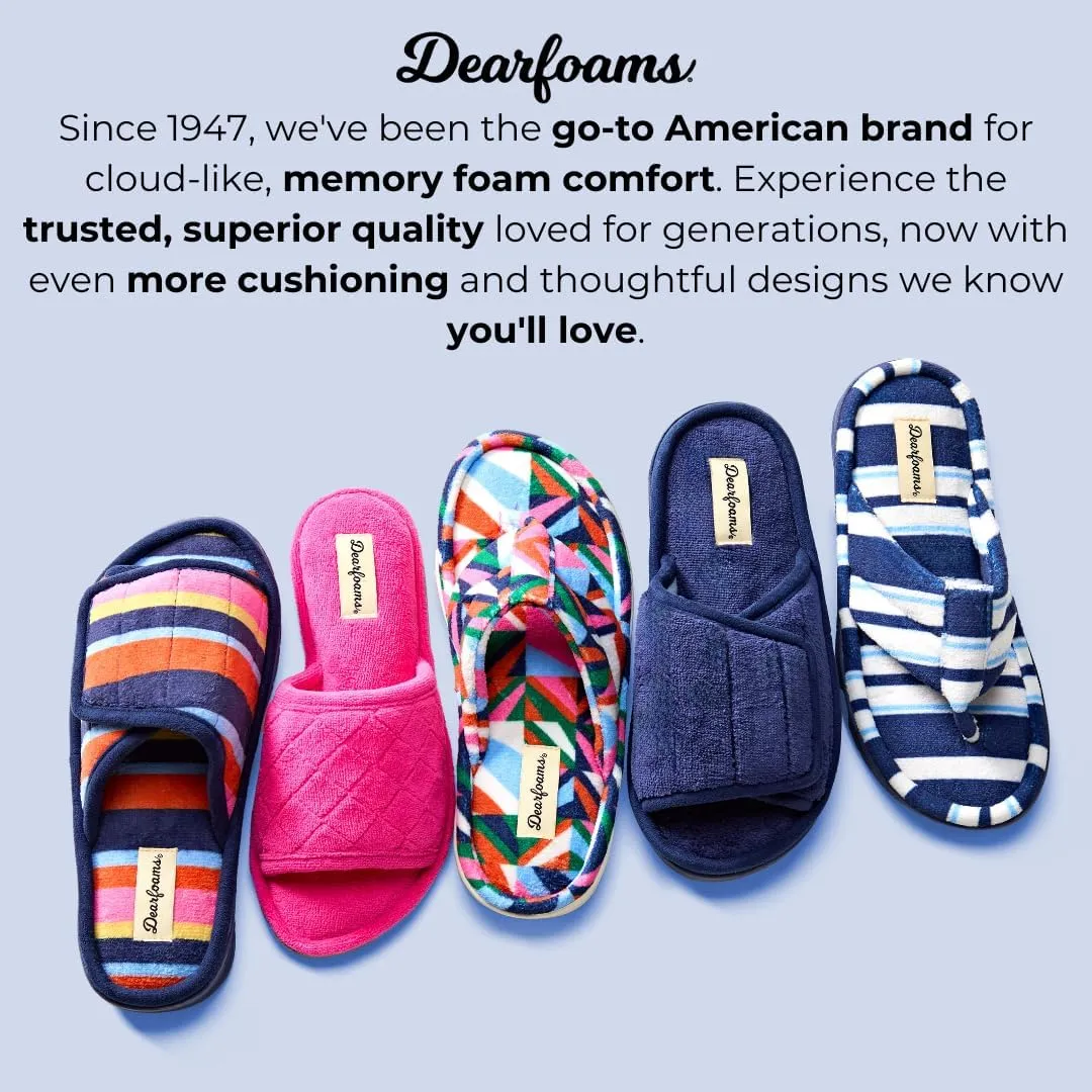 Dearfoams Women's Adjustable Indoor/Outdoor Machine Washable Memory Foam Slide