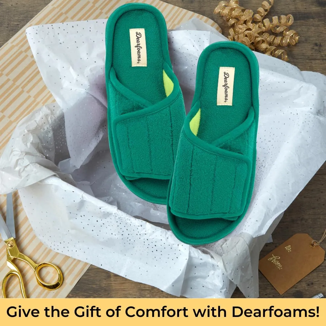 Dearfoams Women's Adjustable Indoor/Outdoor Machine Washable Memory Foam Slide