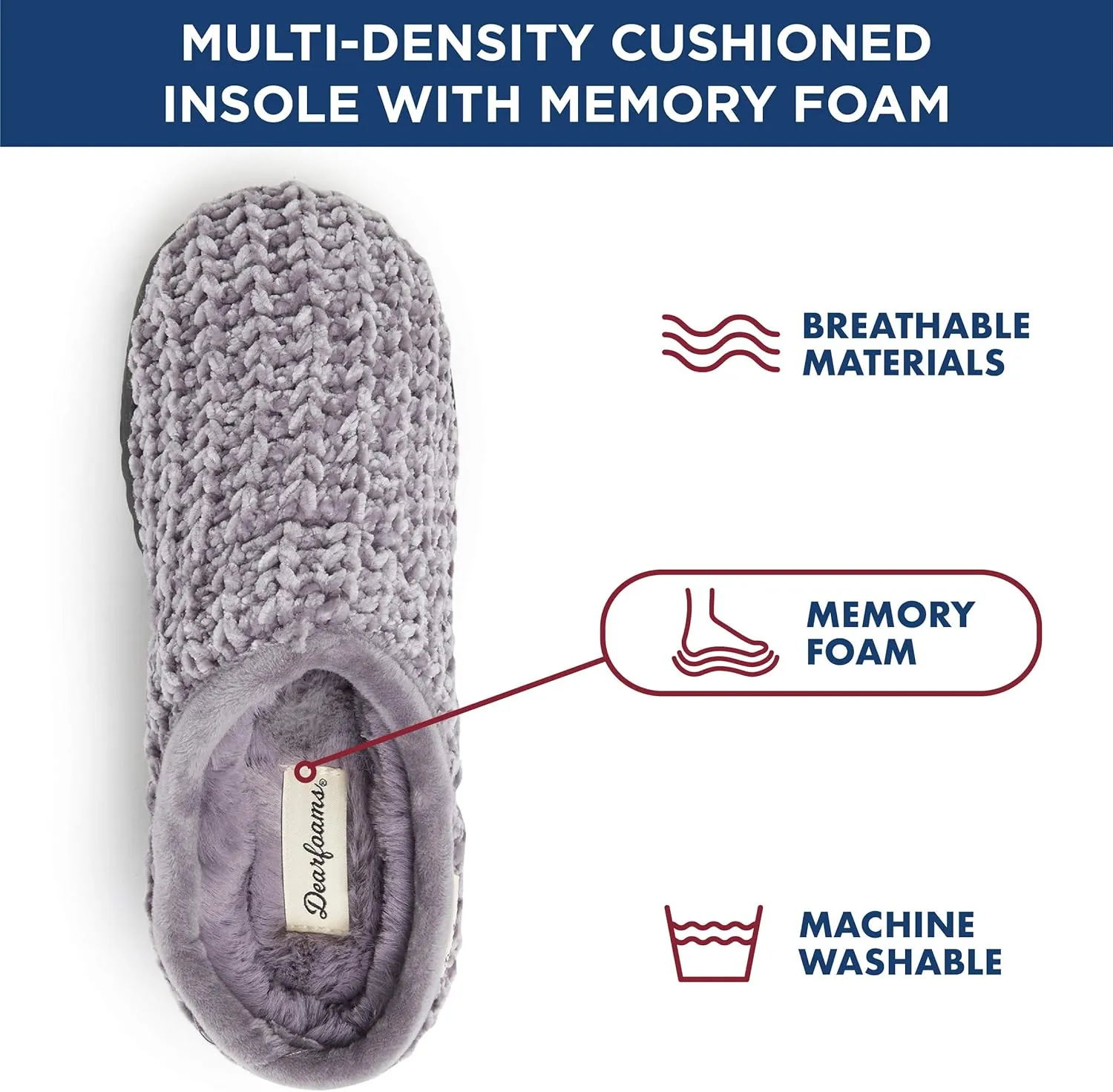 Dearfoams Women's Chenille High Vamp Clog Slipper