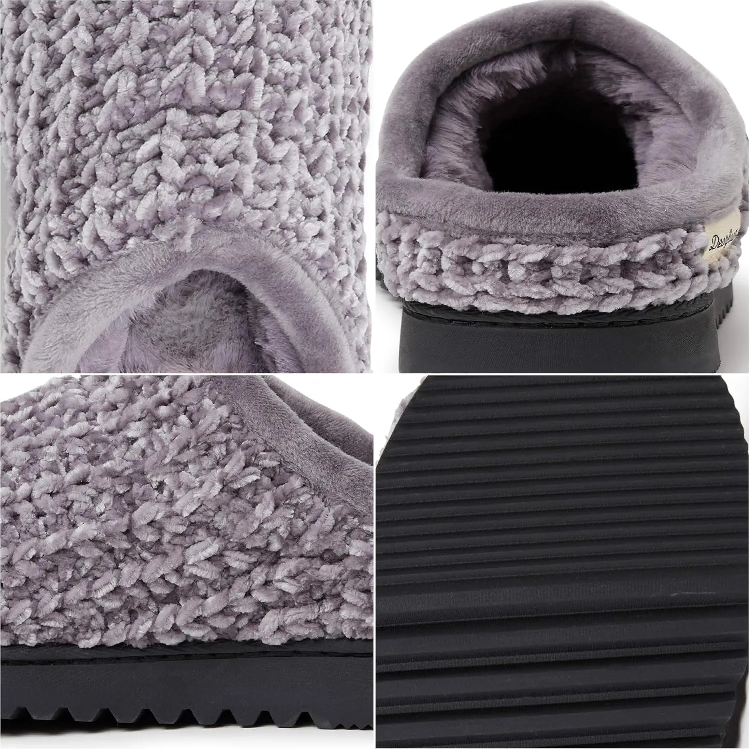 Dearfoams Women's Chenille High Vamp Clog Slipper