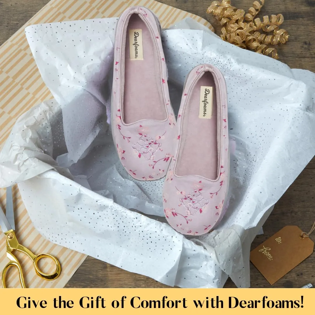 Dearfoams Women's Cozy Memory Foam Indoor Rebecca Closed Back House Ballet Slipper with Wide Widths